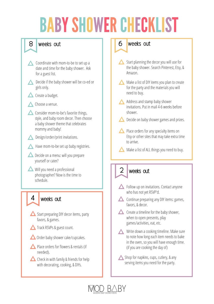 Cute Baby Shower Checklist Printable - Cute Baby Showers For Modern Mom ...